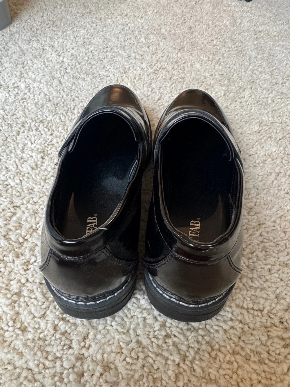 JustFab Women’s Black Patent Slip-On Penny Loafers
